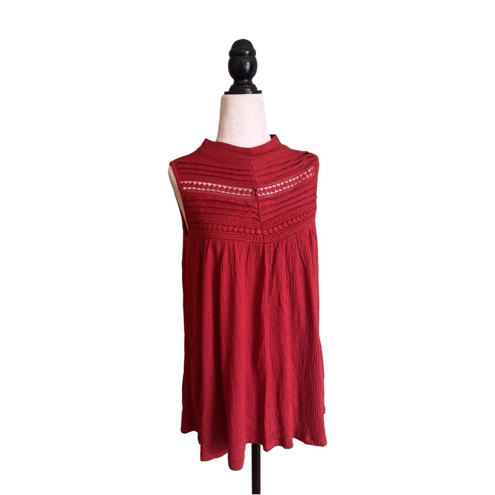 NWT Cable & Gauge Sleeveless Red Gauzy Boho Top Women's US Small